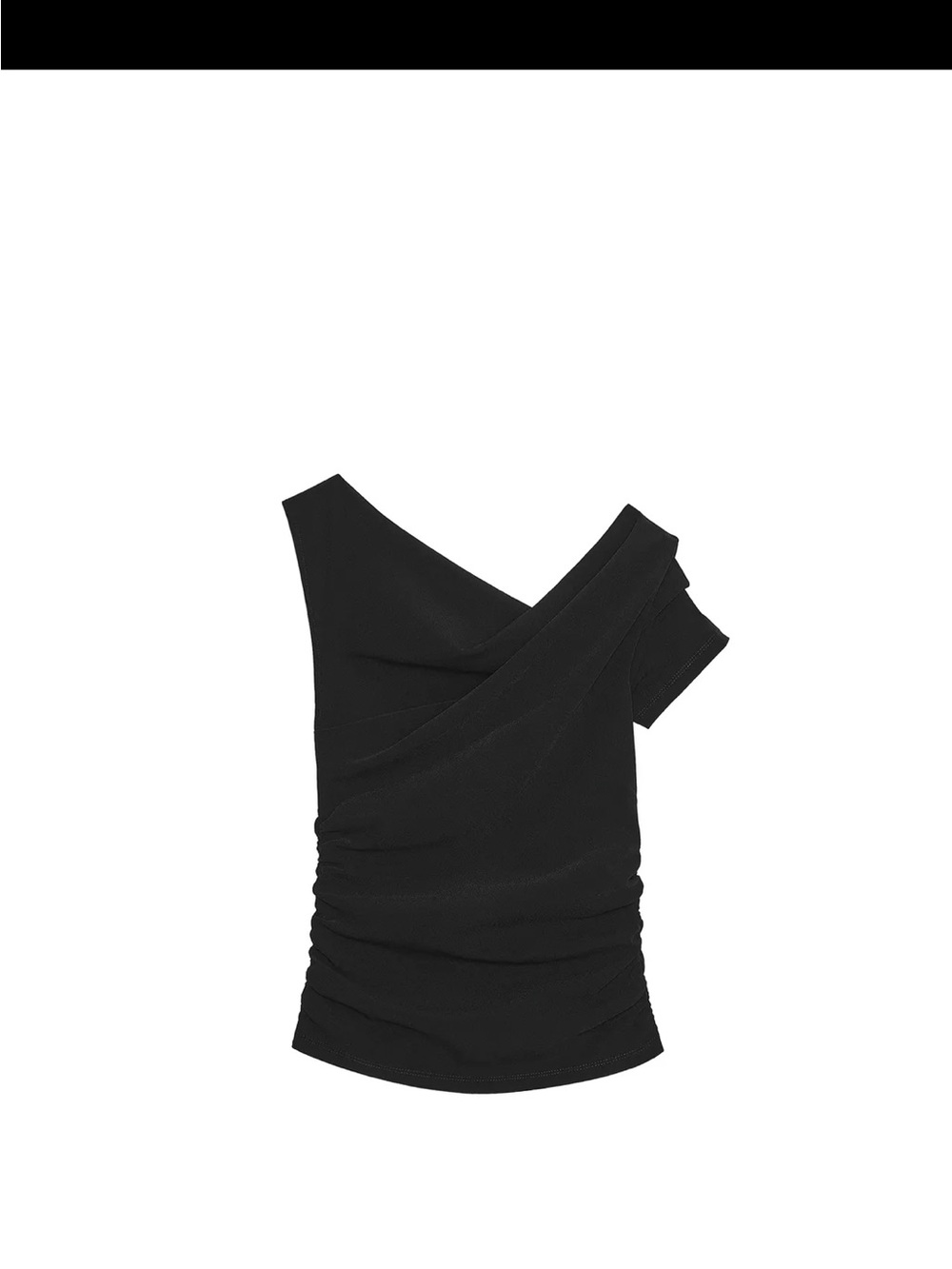NWOT Zara asymmetric ruched One-Shoulder Black Top fitted Medium
